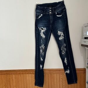 KanCan Dark Blue Distressed Skinny Jeans